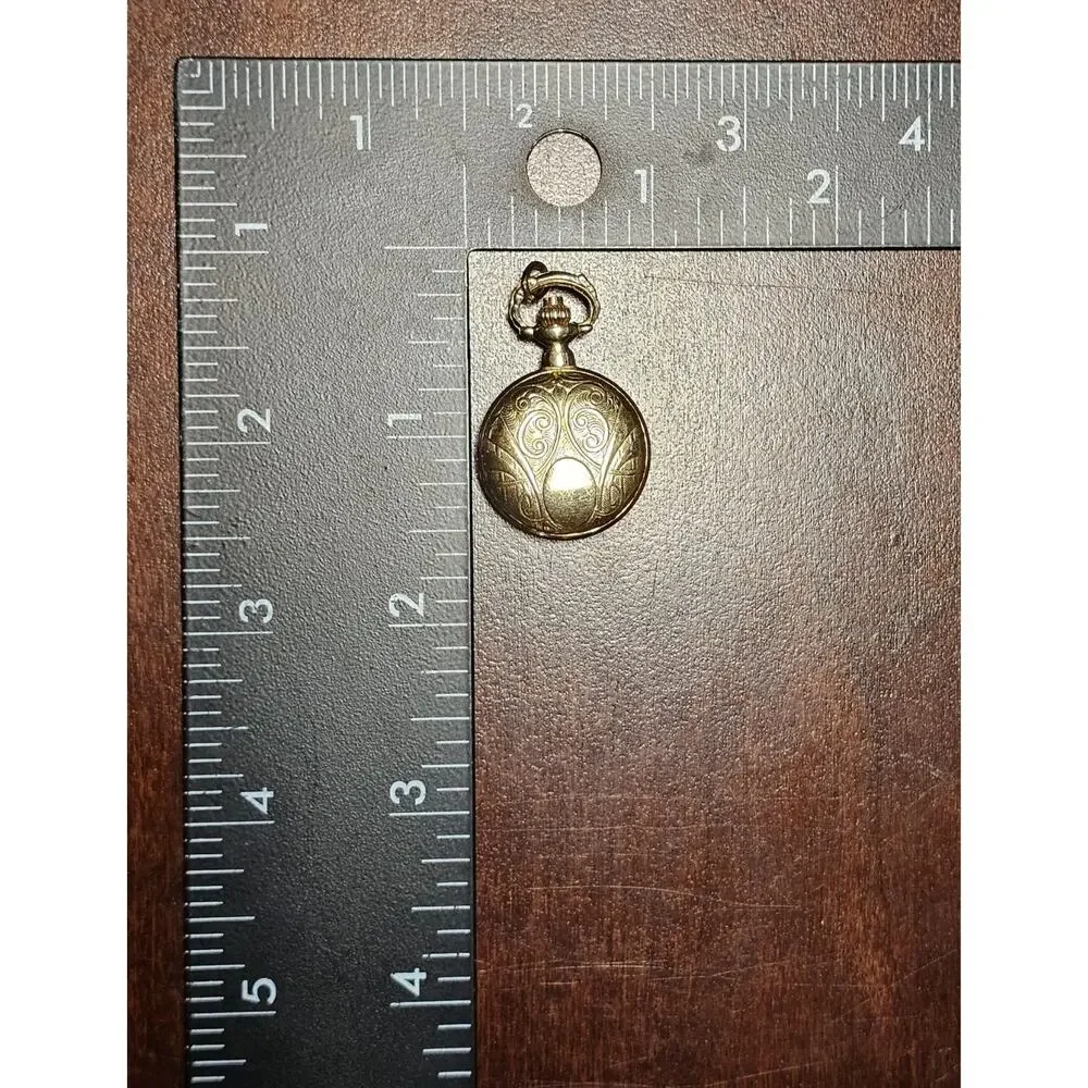 Vintage Gold Tone - Quartz -Mini Pocket Watch Pendant (Untested/Parts)